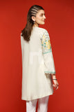 PS18-275 Beige Embroidered Stitched Cotton Shirt- 1PC