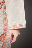 PS18-91 Off White Embroidered Stitched Cambric Shirt - 1PC