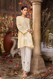 KF-269 - Yellow Embroidered Formal Stitched Chikan Cotton Shirt - 1PC