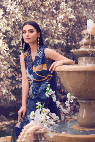 Blue 2 Pc Poly Crepe Suit with Trouser GLAMOUR-18-10
