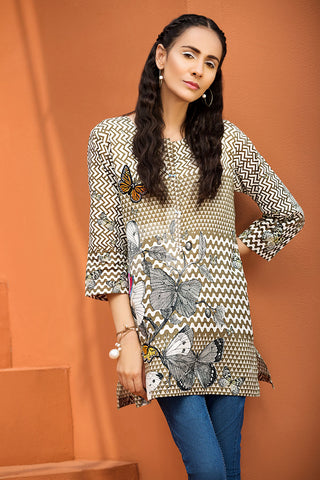 PE18-03 Beige Embroidered Stitched Lawn Shirt- 1PC