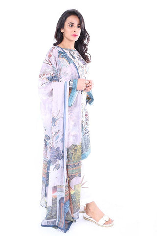 Multi 2 Pc Printed Lawn Shirt with Chiffon Dupatta IPS-18-09