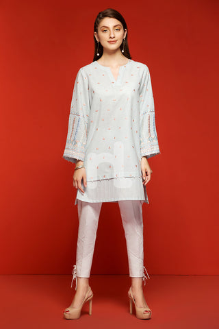 PS18-265 Blue Embroidered Stitched Lawn Shirt- 1PC