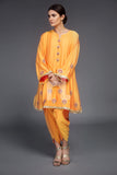 KF-231 - Orange Embroidered Formal Stitched Silk Shirt and Tulip Shalwar - 2PC