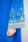PS18-92 Blue Embroidered Stitched Cambric Shirt - 1PC