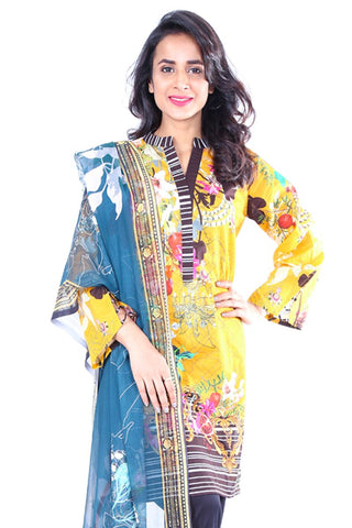 Multi 2 Pc Printed Lawn Shirt with Chiffon Dupatta IPS-18-06