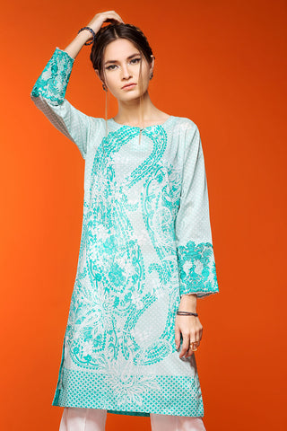 PS18-255 Green Embroidered Stitched Lawn Shirt- 1PC