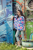 PS18-107 Blue Digital Printed Stitched Lawn Shirt - 1PC