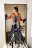 PS18-298 Red Digital Printed Stitched Micro Modal Fusion Jacket - 1PC