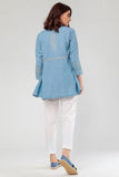 Embroidered Flared Denim Top