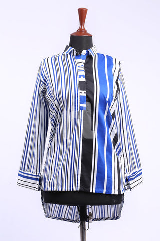 PS18-242 Blue Printed Stitched Lawn Shirt- 1PC