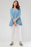 Embroidered Flared Denim Top
