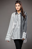 PS18-65 Black Printed Stitched Lawn Shirt- 1PC