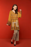 PS18-196 Mustard Embroidered Stitched Micro Modal Shirt - 1PC