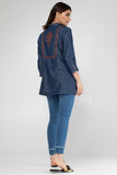 Embroidered Denim Top