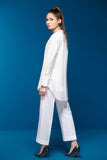 PS18-248 White Plain Dyed Stitched Lawn Shirt and Cotton Chikan Trouser- 2PC