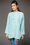 PS18-73 Aqua Embroidered Stitched Cotton Chiken Shirt- 1PC