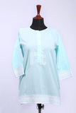 PS18-74 Blue Embroidered Stitched Cotton Shirt - 1PC