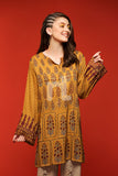 PS18-196 Mustard Embroidered Stitched Micro Modal Shirt - 1PC