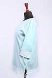 PS18-74 Blue Embroidered Stitched Cotton Shirt - 1PC