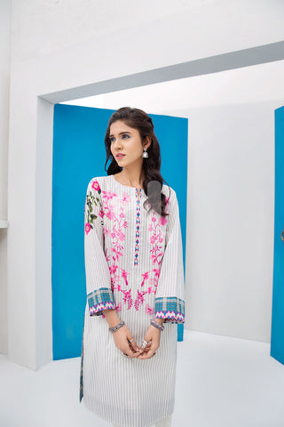 PS18-132 Off White Embroidered Stitched Lawn Shirt - 1PC