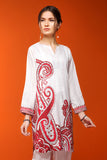 PS18-198 White Digital Printed Stitched Lawn Shirt- 1PC
