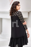 PS18-138 Black Embroidered Stitched Chiffon Frock - 1PC