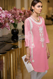 KF-234 - Pink Embroidered Formal Stitched Cotton Shirt - 1PC