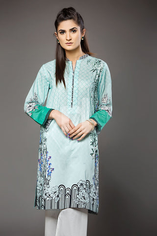 PS18-28 Blue Digital Printed Stitched Lawn Shirt- 1PC