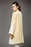PS18-77 Yellow Embroidered Stitched Cotton Net Shirt - 1PC