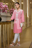 KF-234 - Pink Embroidered Formal Stitched Cotton Shirt - 1PC