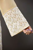 PS18-77 Yellow Embroidered Stitched Cotton Net Shirt - 1PC