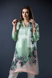 PE17-29 Green Digital Printed Stitched Silk Shirt- 1PC