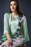 PE17-29 Green Digital Printed Stitched Silk Shirt- 1PC