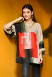 PS18-180 Orange Digital Printed Stitched Micro Modal Fusion Top - 1PC