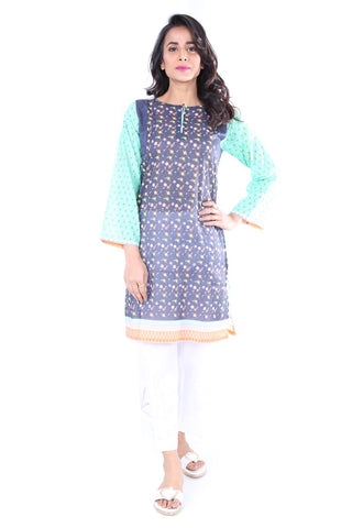 Green 1 Pc Printed Lawn Shirt Bubbly