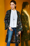 PS18-181 Black Digital Printed Stitched Micro Modal Fusion Jacket - 1PC