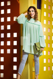 PS18-85 Aqua Plain Stitched Chiffon Shirt - 1PC