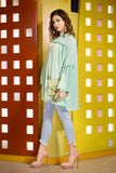 PS18-85 Aqua Plain Stitched Chiffon Shirt - 1PC