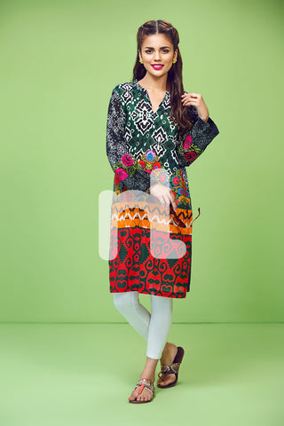 PS17-262 B Green Digital Printed Stitched Lawn Shirt- 1PC