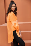 PE18-60 Orange Printed Stitched Cotton Shirt- 1PC
