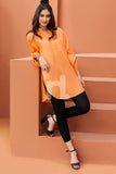 PE18-60 Orange Printed Stitched Cotton Shirt- 1PC