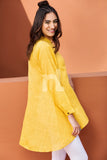 PE18-62 Yellow Printed Stitched Cotton Shirt- 1PC