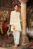 KF-269 - Yellow Embroidered Formal Stitched Chikan Cotton Shirt - 1PC