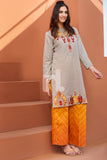 PE18-20 Beige Embroidered Stitched Lawn Shirt and Trouser- 2PC