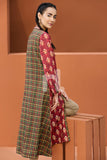 PE18-16 Maroon Digital Printed Stitched Lawn Long Dress- 1PC