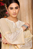 KF-269 - Yellow Embroidered Formal Stitched Chikan Cotton Shirt - 1PC