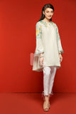 PS18-275 Beige Embroidered Stitched Cotton Shirt- 1PC