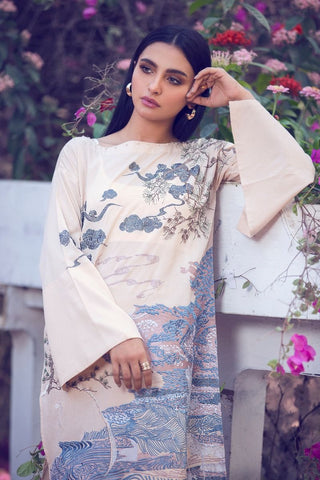 Beige 2 Pc Poly Crepe Suit with Trouser GLAMOUR-18-11