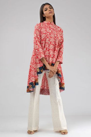 Printed Linen Flared Kurta